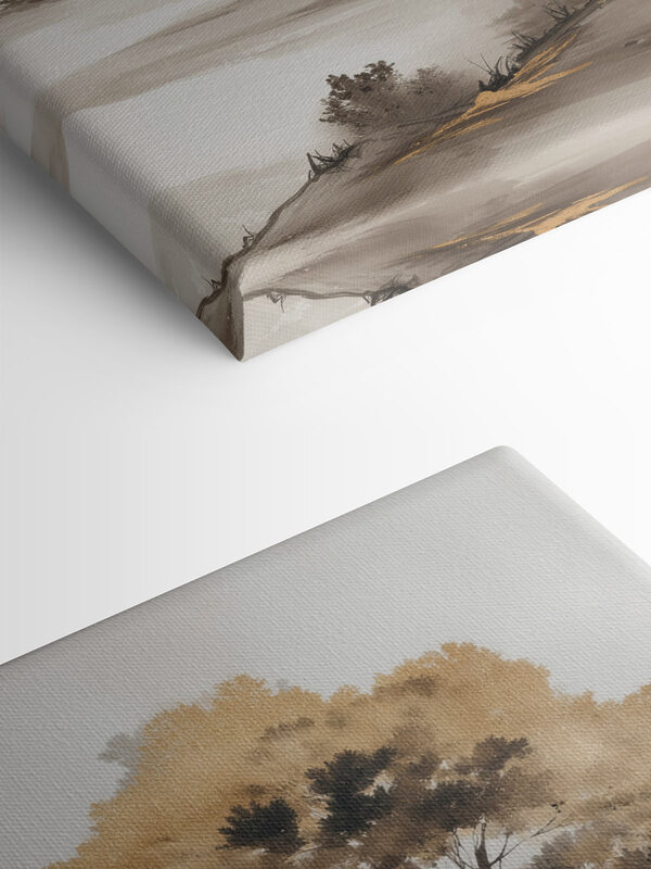 Painting of trees in a desert Painting of trees in a desert