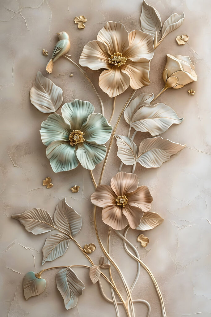 Wall art with flowers and leaves Wall art with flowers and leaves