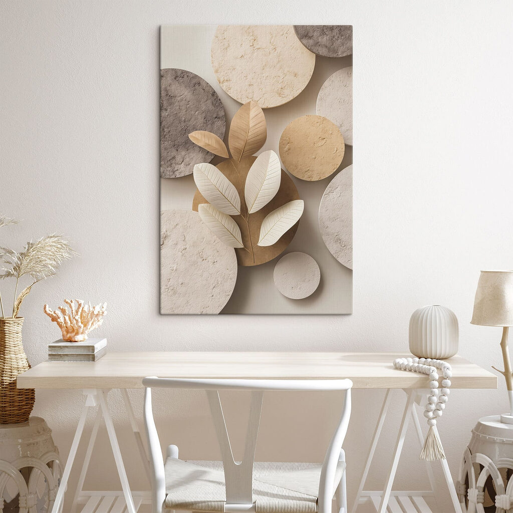 Group of round circular objects with leaves