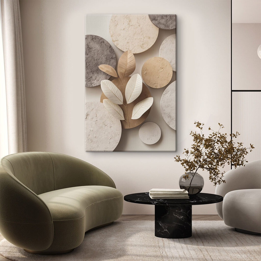 Group of round circular objects with leaves