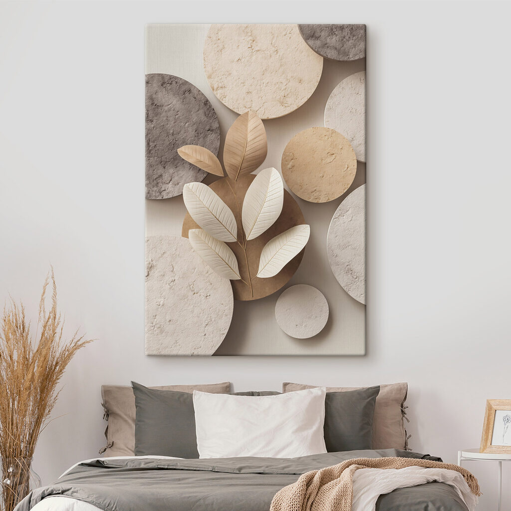 Group of round circular objects with leaves