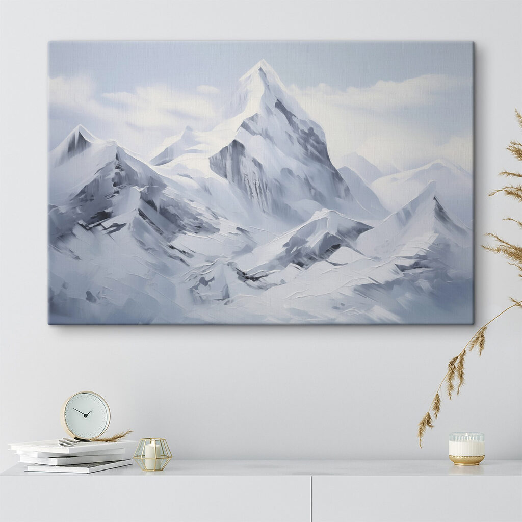 Snowy mountain with a blue sky