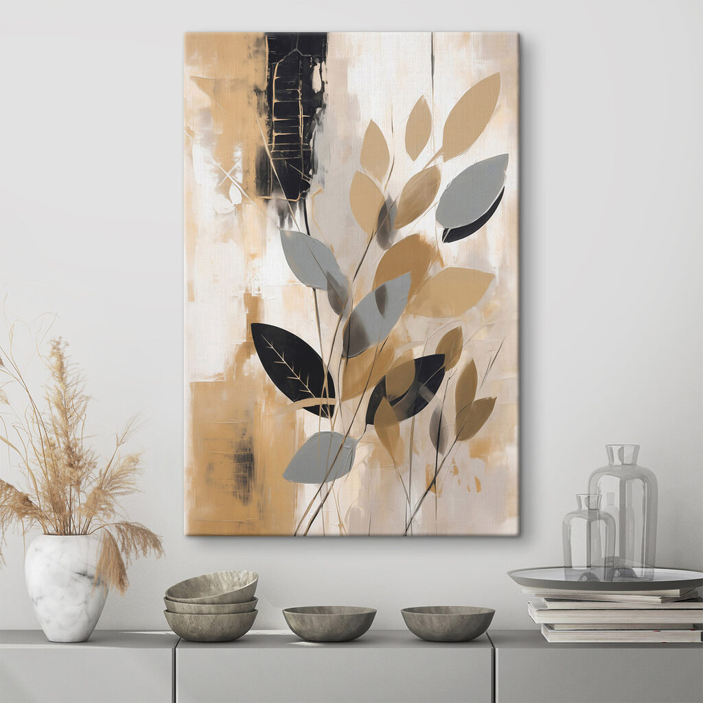 Painting of leaves on a wall