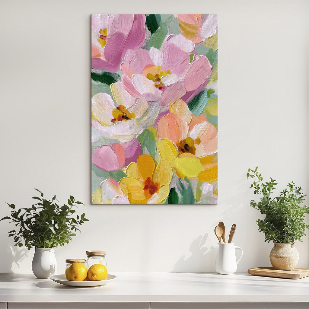 Bright blossoms in soft pastel hues