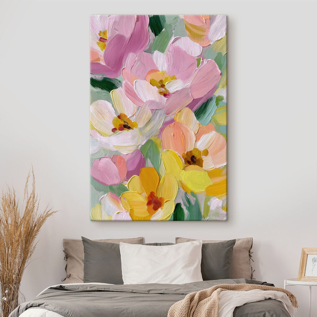 Bright blossoms in soft pastel hues