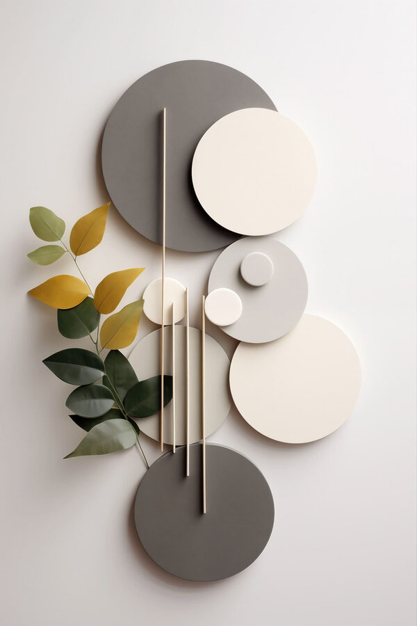 Wall art with circles and leaves Wall art with circles and leaves