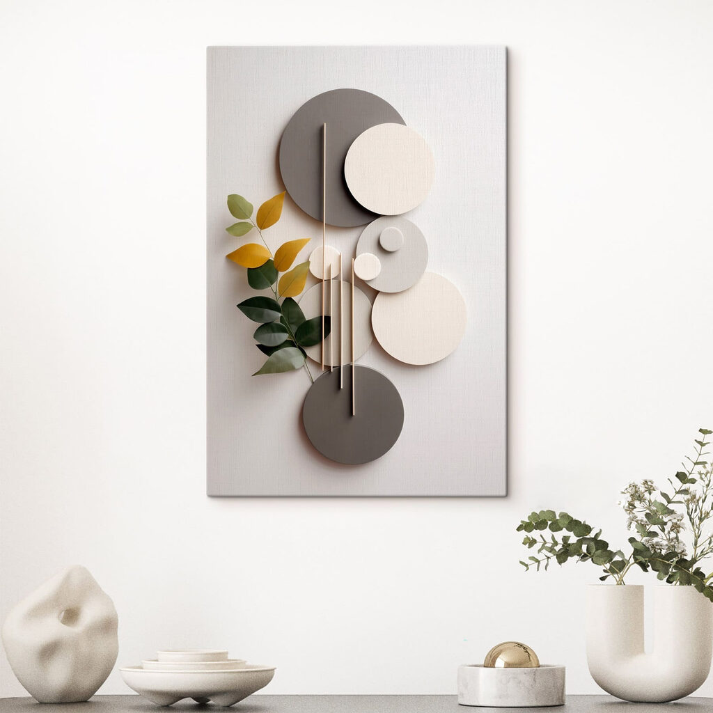 Wall art with circles and leaves Wall art with circles and leaves