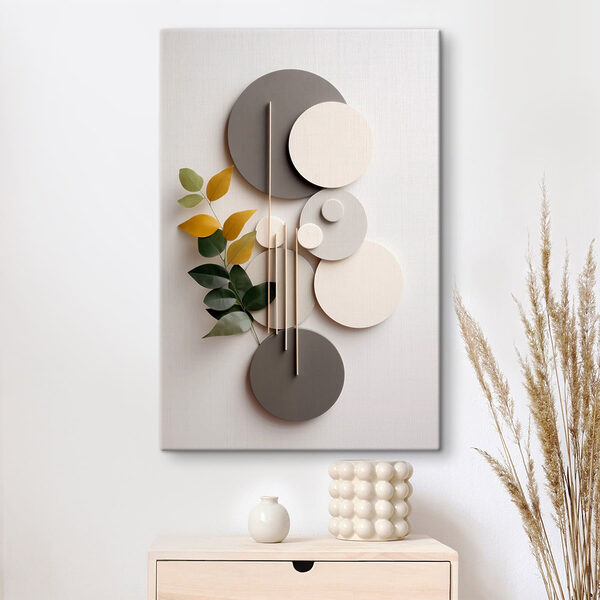Wall art with circles and leaves Wall art with circles and leaves