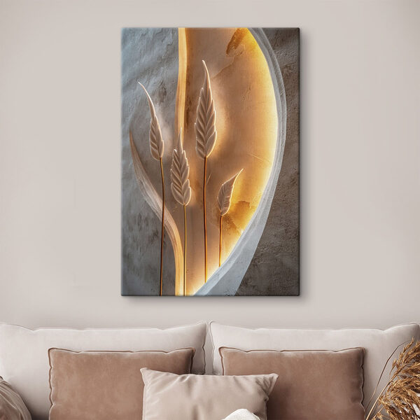 Sculpture of leaves and a light