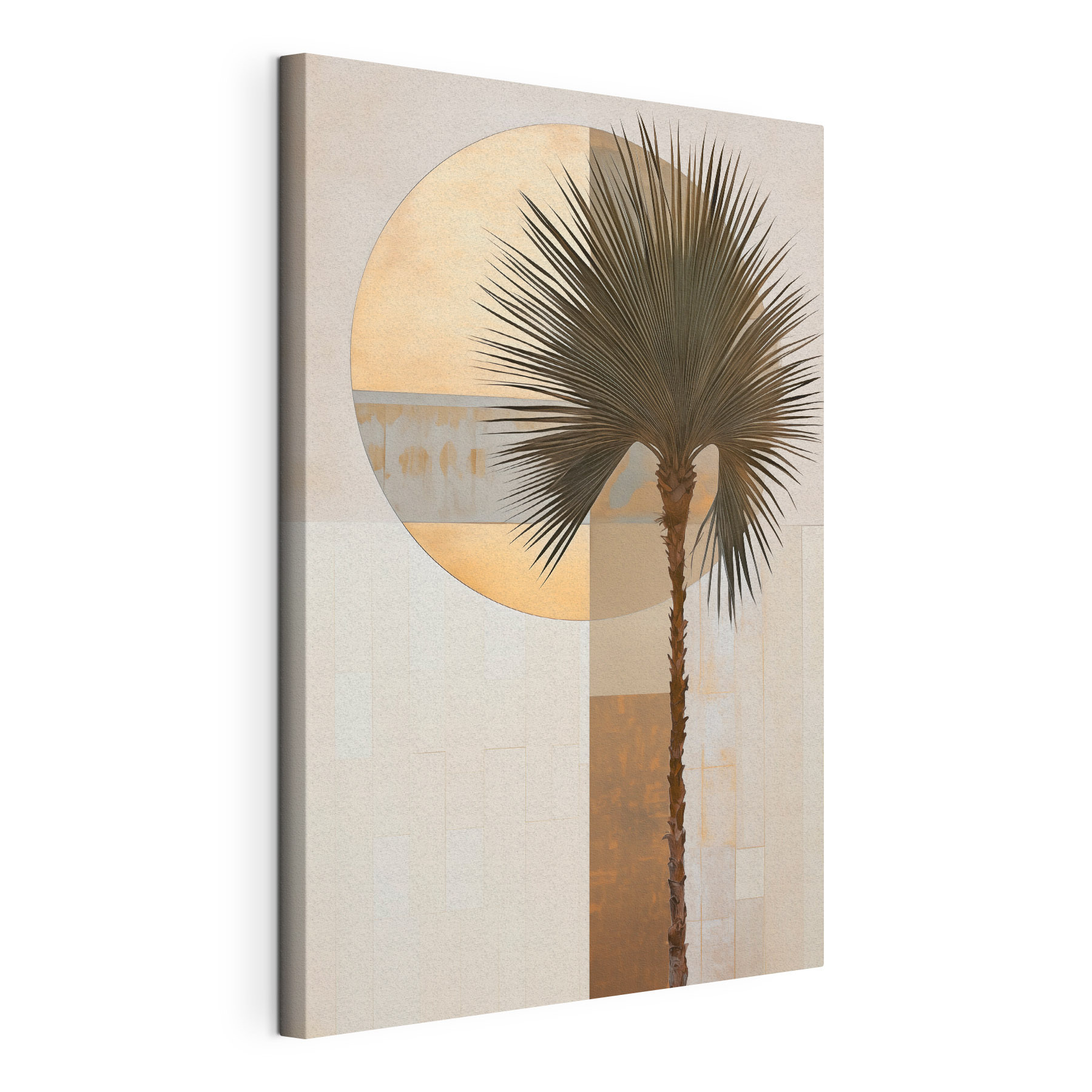 Palm tree in front of a circle