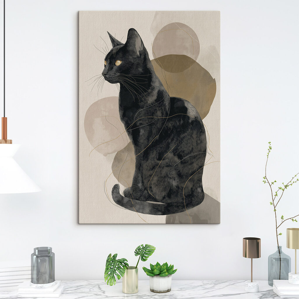 Black cat with yellow eyes