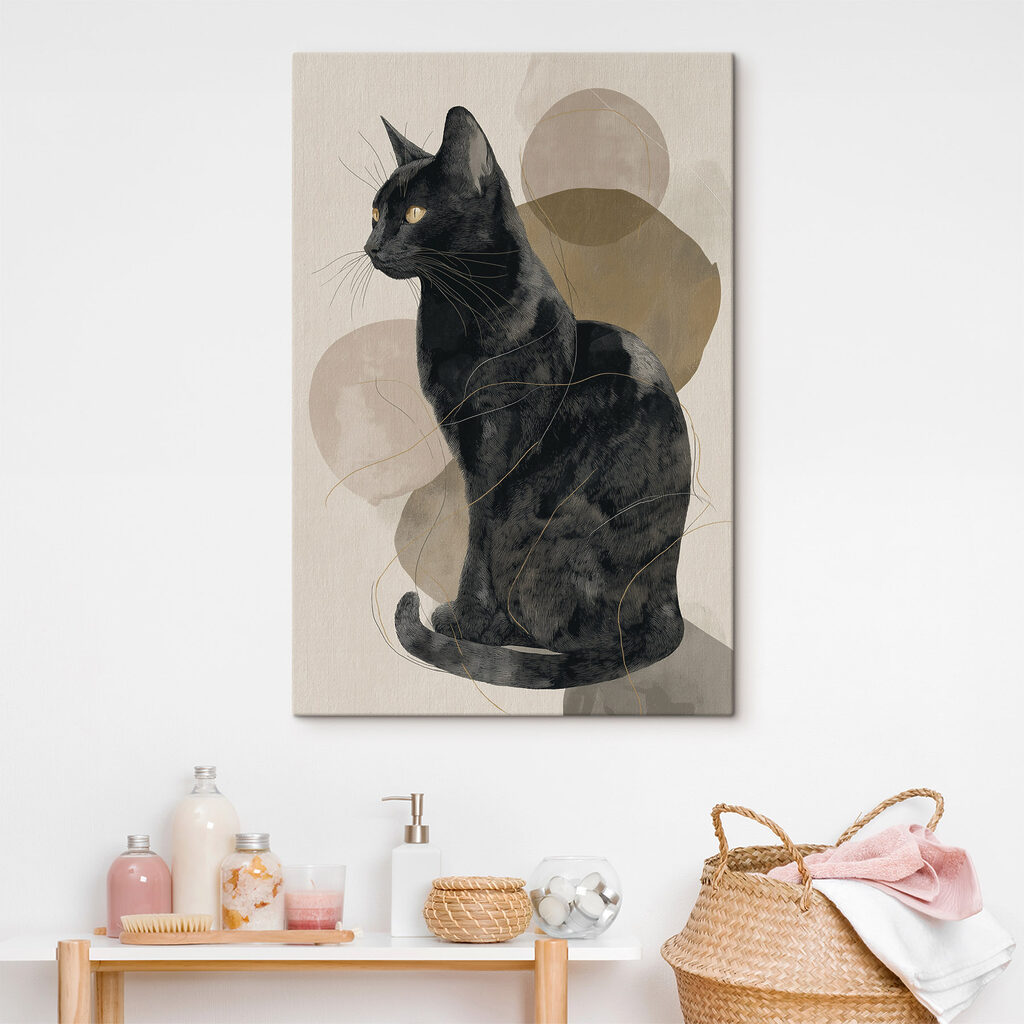 Black cat with yellow eyes