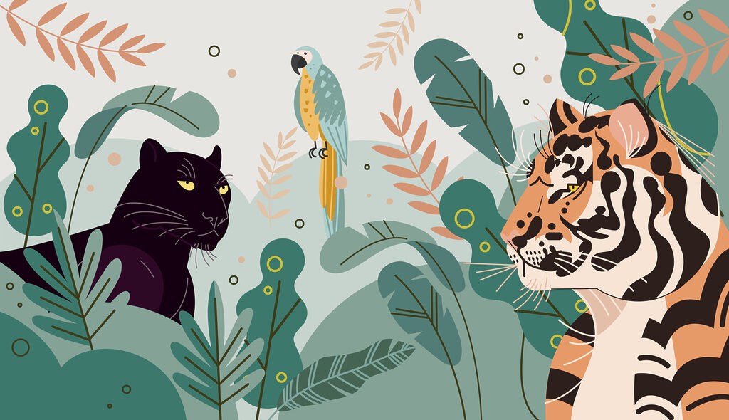 Group of animals in the jungle