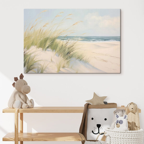Beach with grass and sand