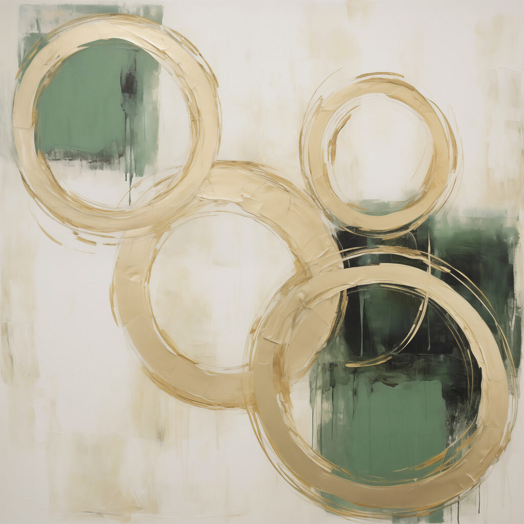 Painting of circles and green paint Painting of circles and green paint