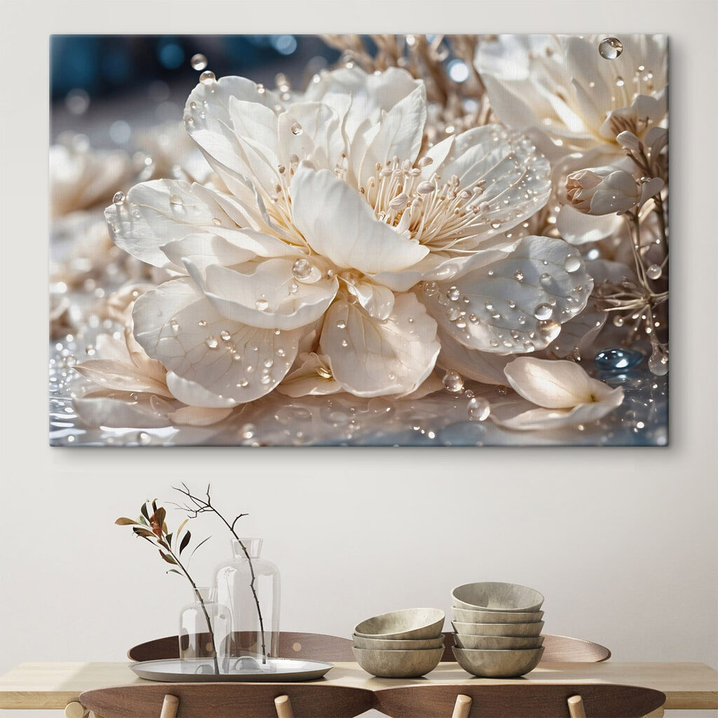 Delicate blooms adorned with droplets Delicate blooms adorned with droplets