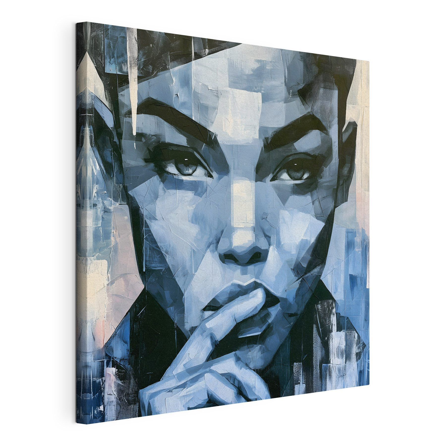 Painting of a woman with her finger on her mouth