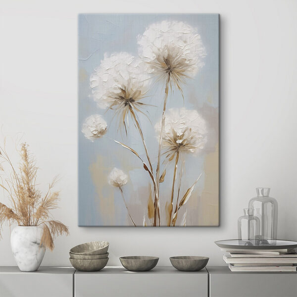 Painting of flowers on a blue background