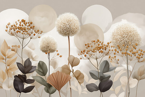 Group of flowers and leaves Group of flowers and leaves