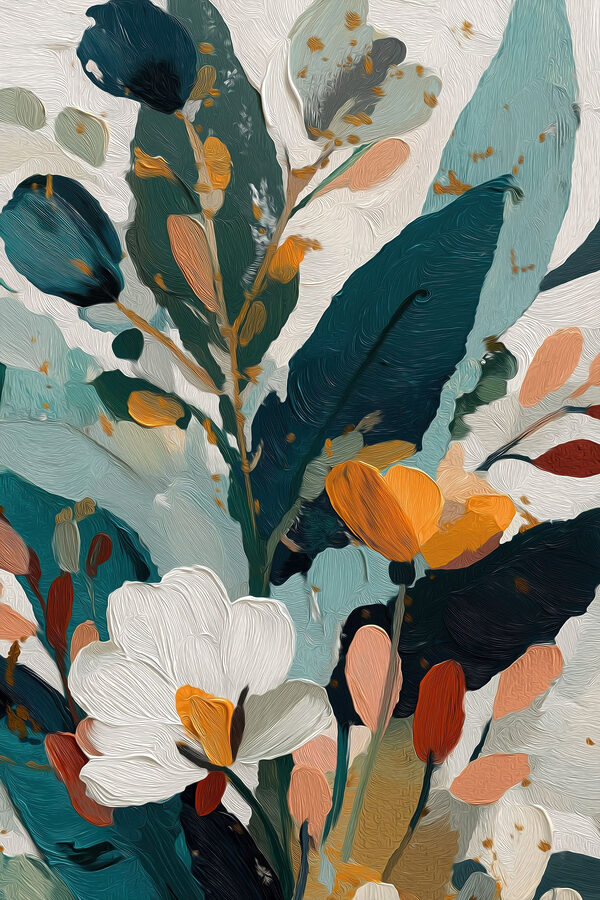 Painting of flowers and leaves Painting of flowers and leaves