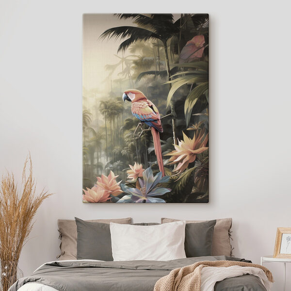 Colorful bird sitting on a branch in a forest Colorful bird sitting on a branch in a forest