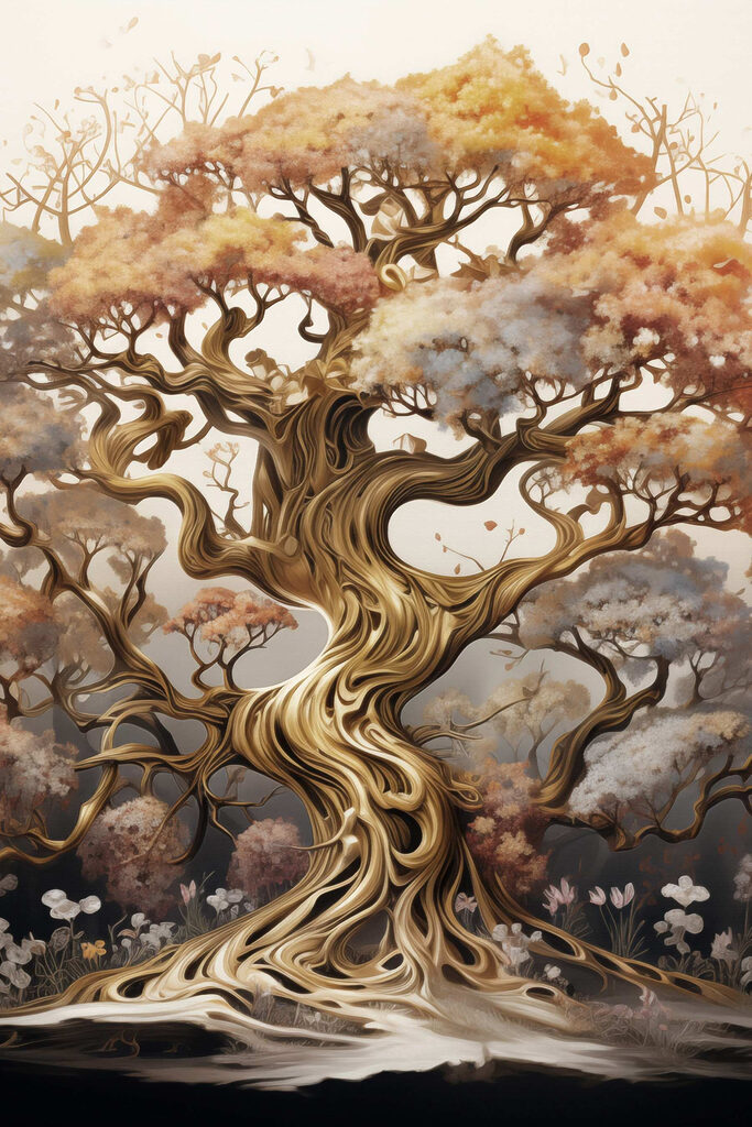 Tree with many branches and flowers Tree with many branches and flowers