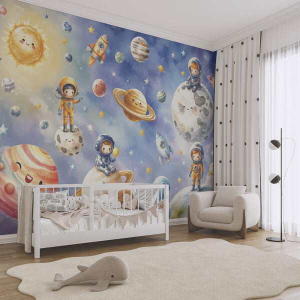 Grupa rysunkowych astronautów i planet Grupa rysunkowych astronautów i planet