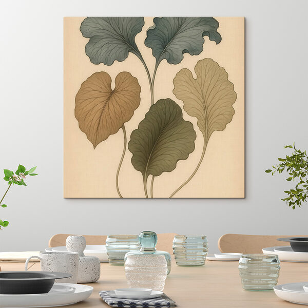 Drawing of leaves on a white surface