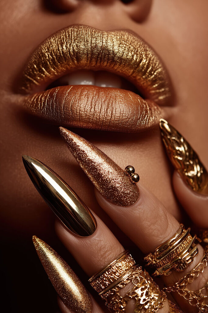Glamorous nails and lips ensemble Glamorous nails and lips ensemble
