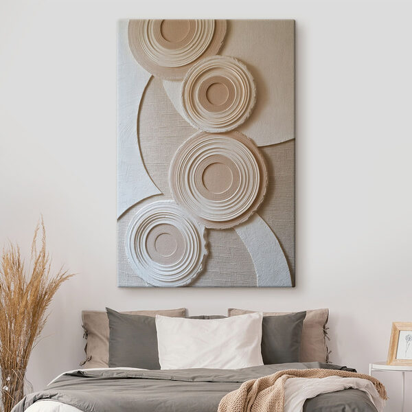 - Circular patterns on textured background