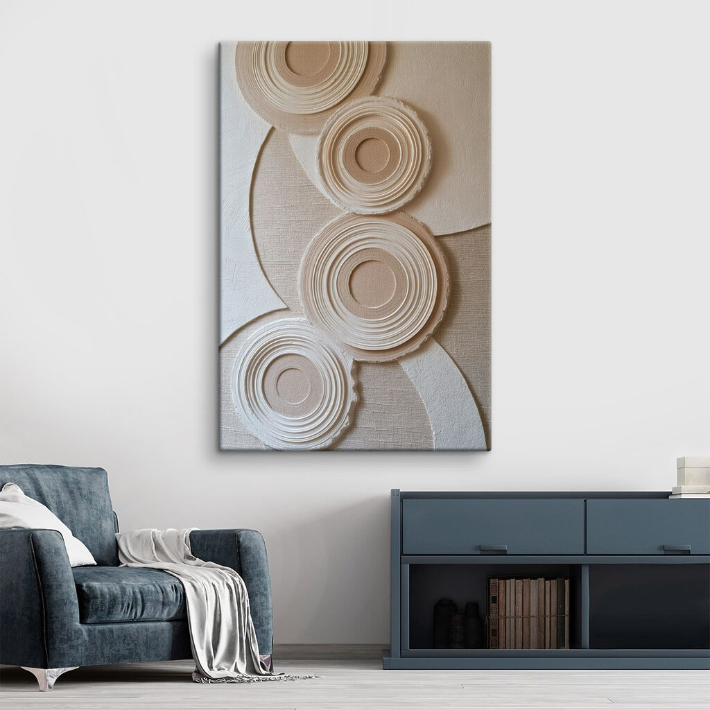 - Circular patterns on textured background