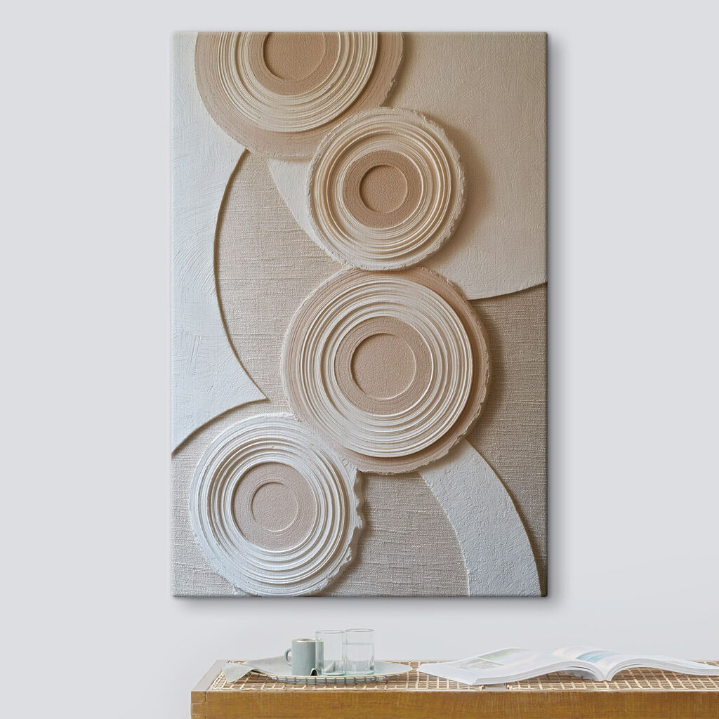- Circular patterns on textured background