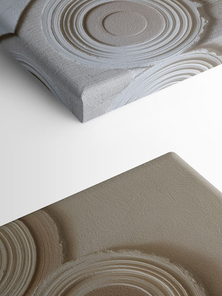 - Circular patterns on textured background
