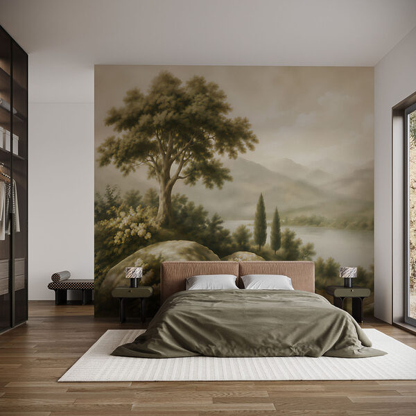 Obraz przedstawiający jezioro i góry Obraz przedstawiający jezioro i góry
