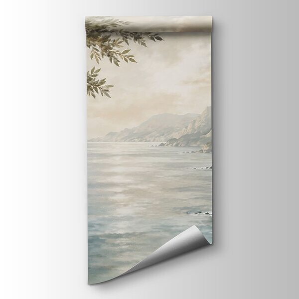 Painting of a body of water and a tree