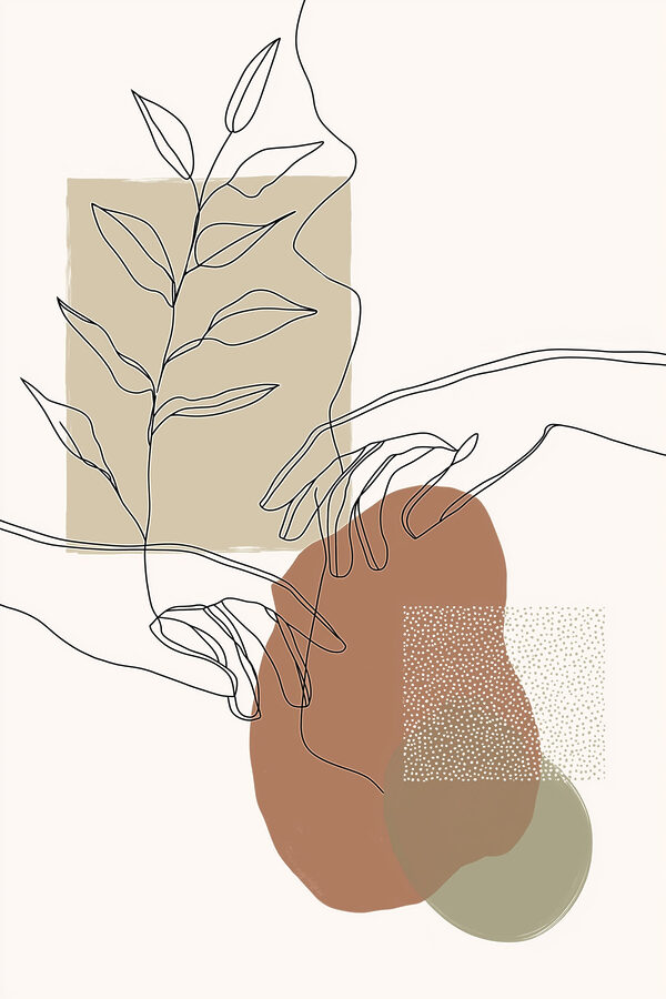Drawing of a hand holding a plant