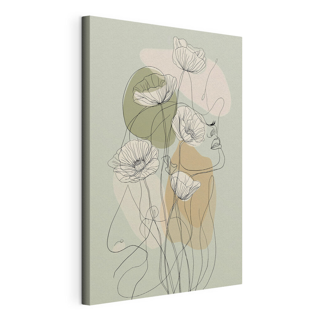 Drawing of a woman with flowers