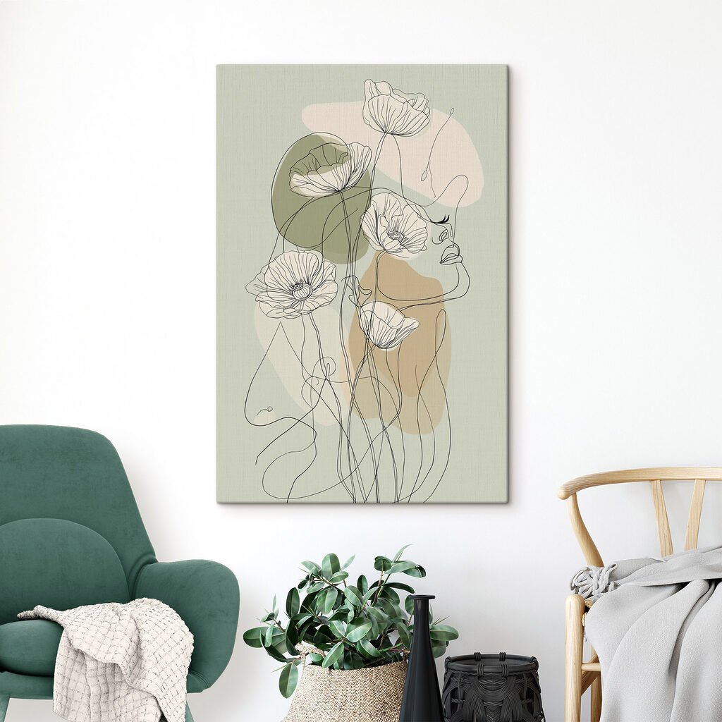 Drawing of a woman with flowers