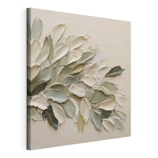 Painting of leaves on a white surface