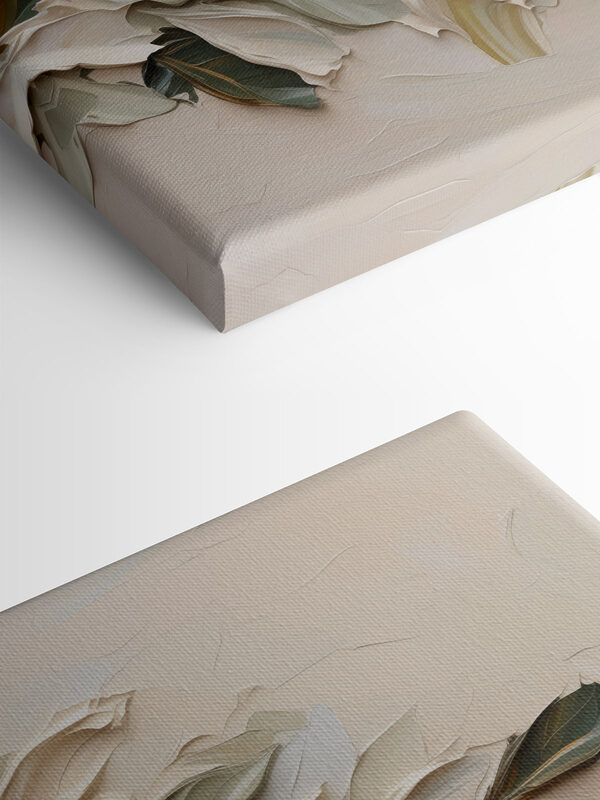 Painting of leaves on a white surface