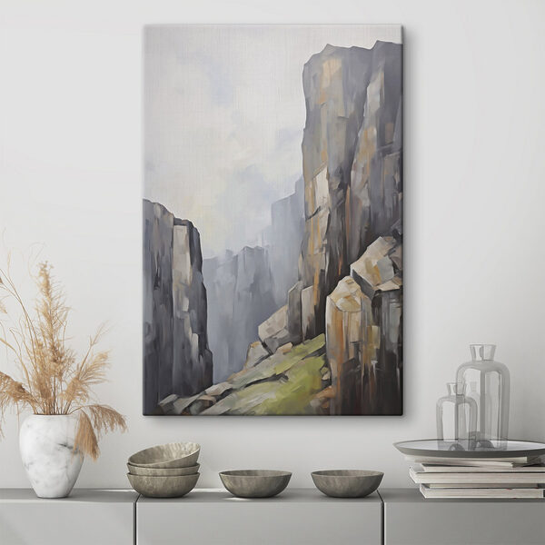 Painting of a rocky canyon Painting of a rocky canyon