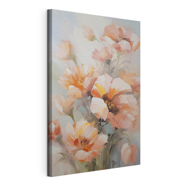 Painting of flowers on a white surface Painting of flowers on a white surface