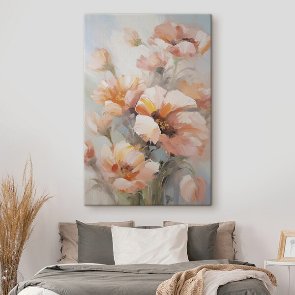 Painting of flowers on a white surface Painting of flowers on a white surface