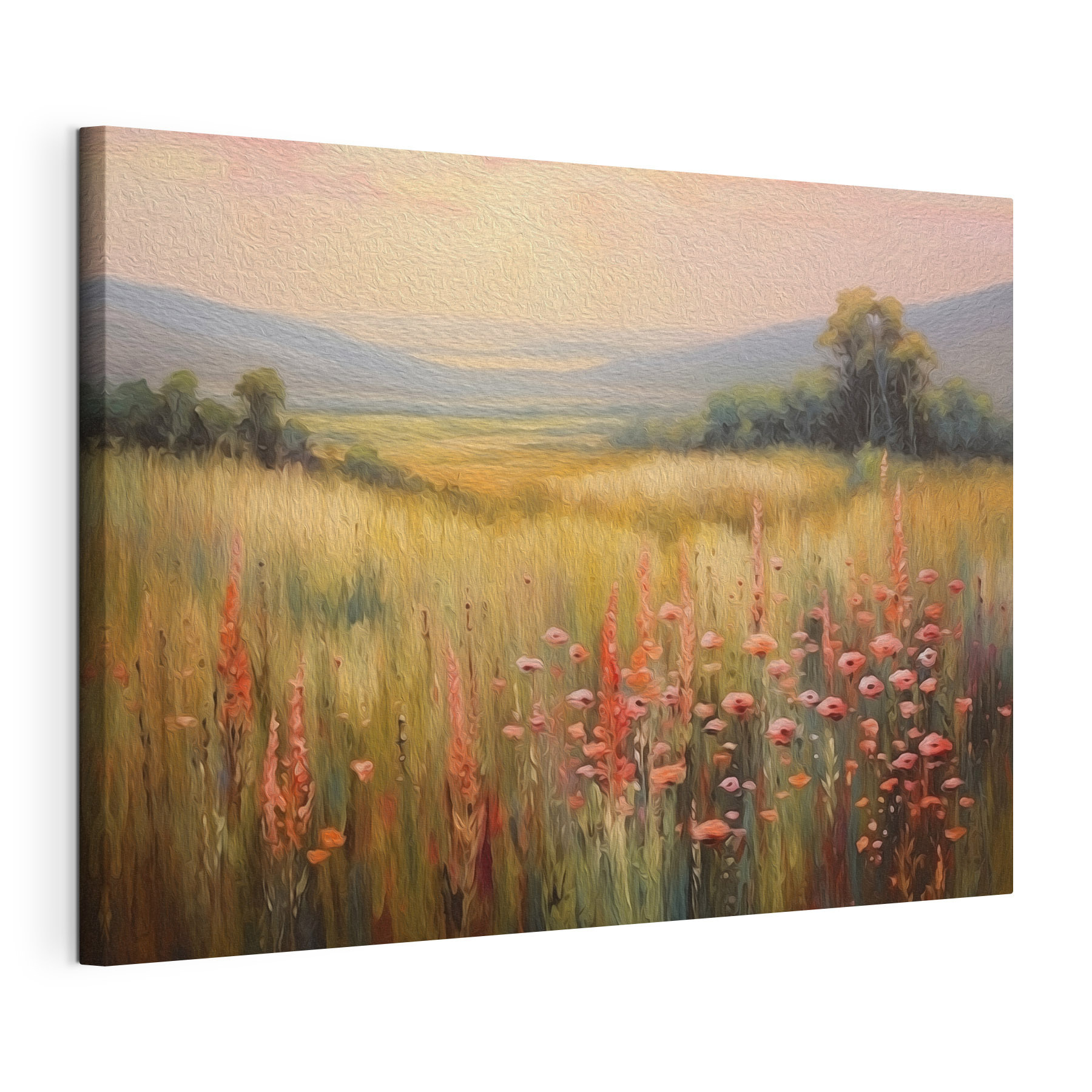 Field of flowers and trees