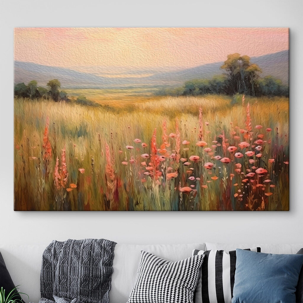 Field of flowers and trees