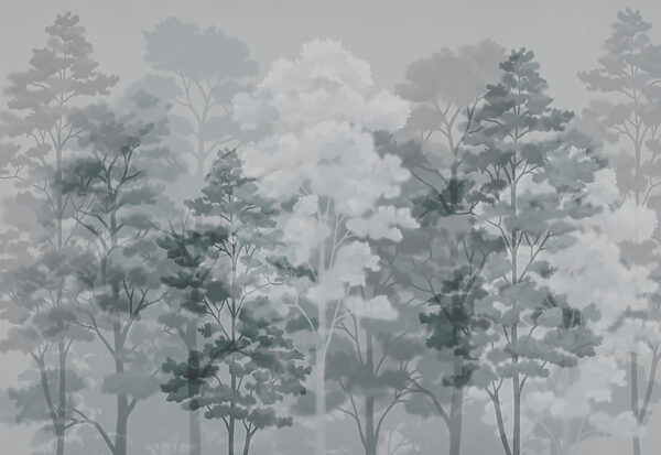 Group of trees in a foggy environment Group of trees in a foggy environment