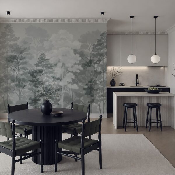 Grupa drzew w otoczeniu mgły Grupa drzew w otoczeniu mgły