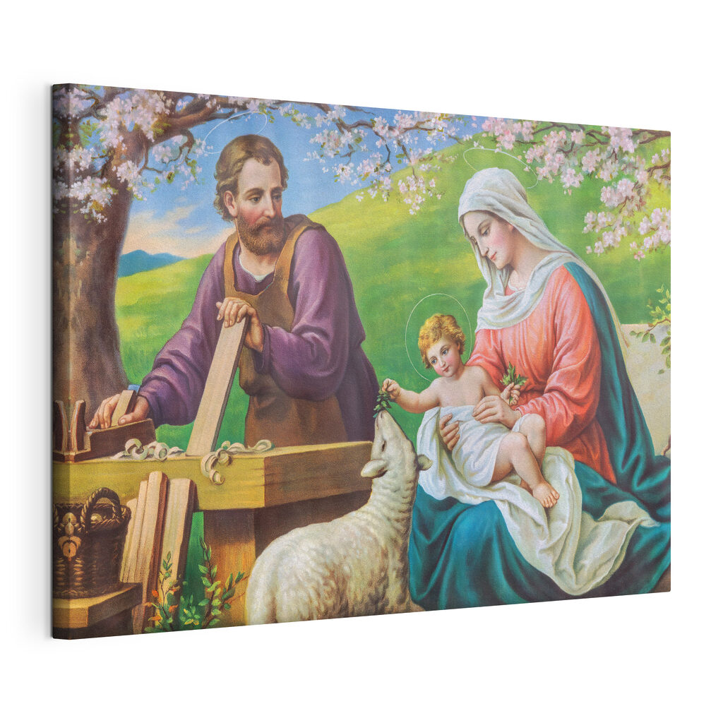 Painting of a man and woman holding a baby Painting of a man and woman holding a baby