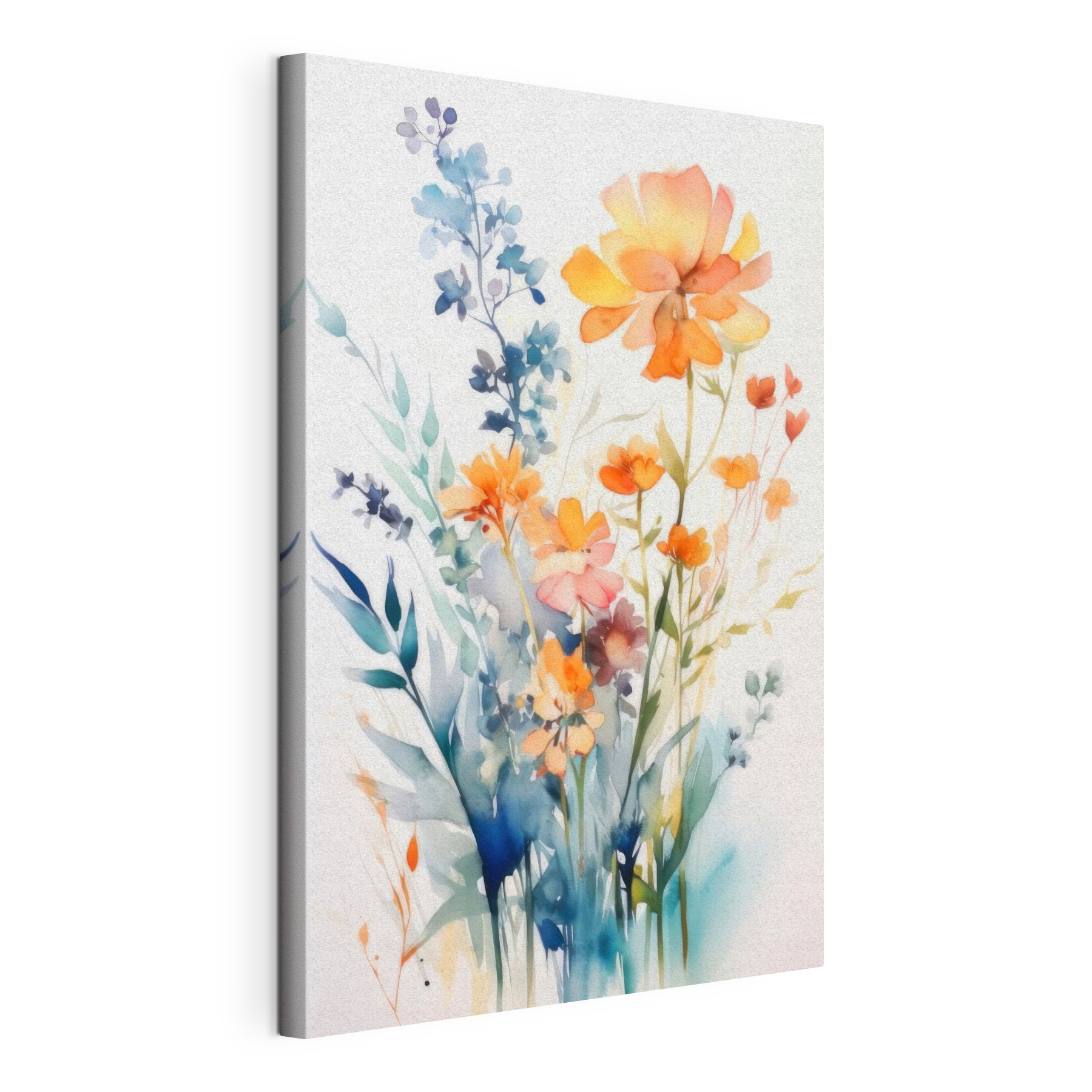 A painting of flowers and leaves