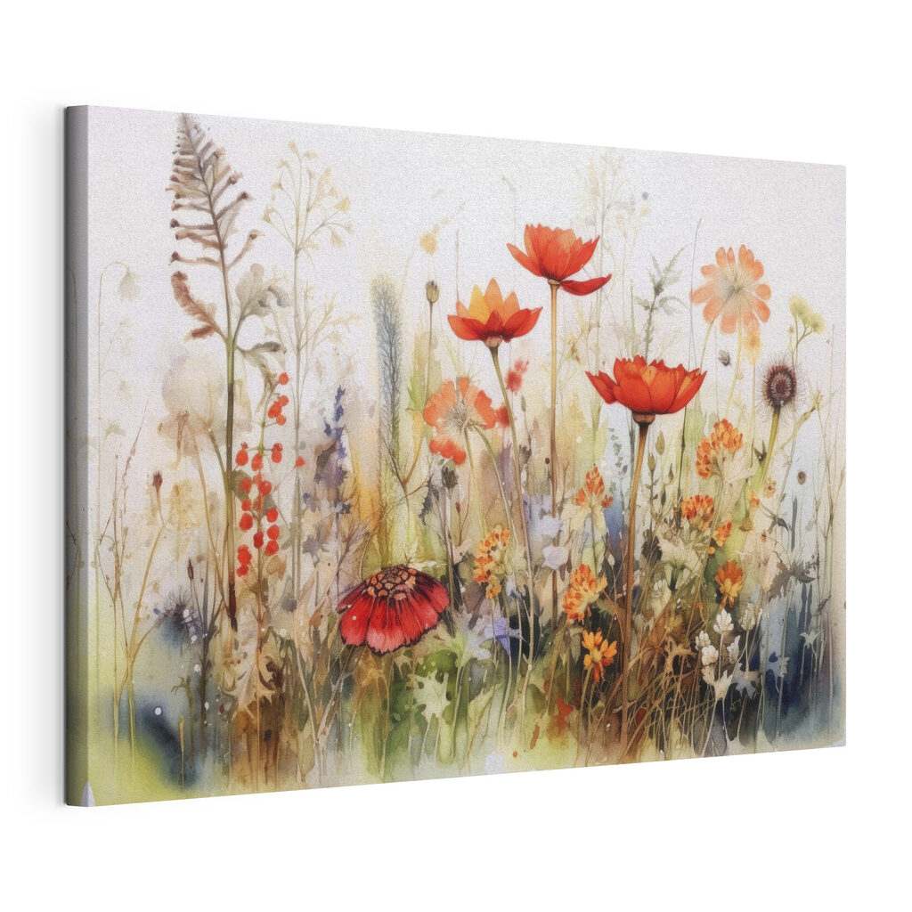 A painting of flowers and plants A painting of flowers and plants